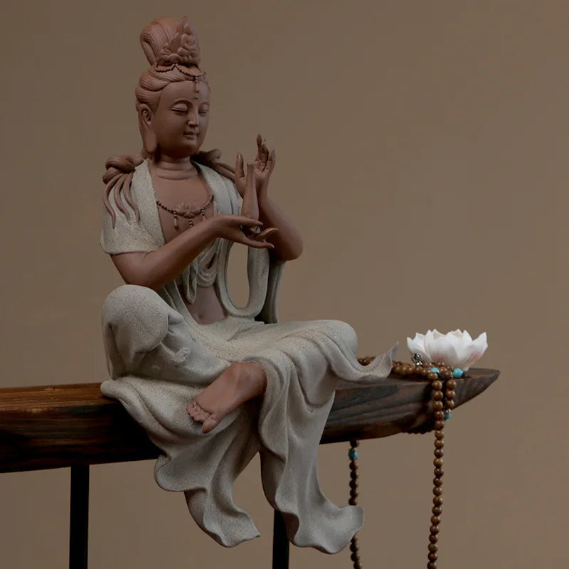 Axya Ceramic Guanyin Bodhisattva Tathagata Figure for Home Decor and Worship