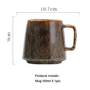 Axyaa Vintage Ceramic Mug, 350ml, Couple Handle Cup, Coffee Tea Cups