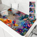 Axyaa Watercolor Flowers Butterflies Absorbent Non-Slip Drying Mat for Kitchen Counter