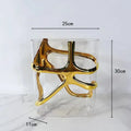 Axyaa Gold Edge Geometric Glass Vase: Elegant Terrarium for Home Decor and Flower Arrangements
