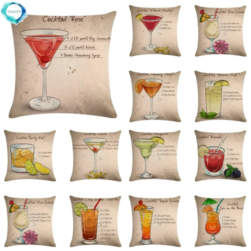 Martini Tequila Print Cushion Cover - Creative Home Decor by Axyaa
