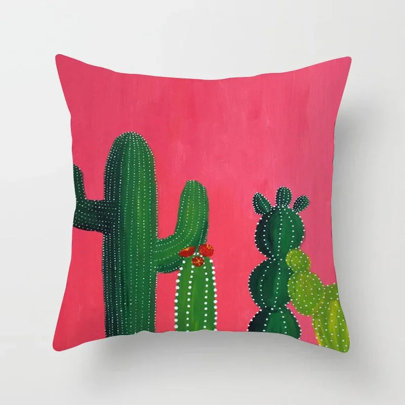 Tropical Cactus Summer Plants Pattern Cushion Cover for Axyaa Home Decor