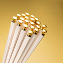 Axyaa White Metal Alloy Chopsticks Set - 5 Pairs Reusable Japanese Chinese Korean Tableware