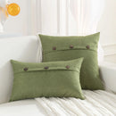 Axyaa Linen Throw Pillow Covers Triple Button Vintage Farmhouse Style