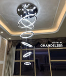 Luxury Crystal Staircase Chandelier by Axyaa: Rings Design for Villa Lobby Indoor Lighting