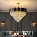 Axyaa LED Crystal Ceiling Chandelier for Luxury Living, Dining, Kitchen - Hanging Pendant Light