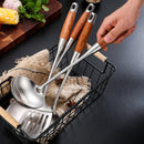Axyaa Stainless Steel Wooden Handle Kitchen Utensils Set
