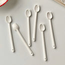 Axyaa Flower Coffee Spoon: Korean Ceramic Hand Painted Long Handle Dessert Spoon