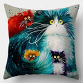 Watercolor Cat Pillowcase by Axyaa - 45cmX45cm Square Sofa Pillow - Loving Cat Design