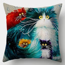 Watercolor Cat Pillowcase by Axyaa - 45cmX45cm Square Sofa Pillow - Loving Cat Design