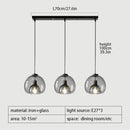 Axyaa Smoke Gray Glass Pendant Light Chandelier for Kitchen Island