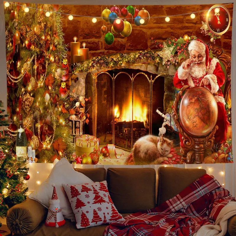 Axyaa Santa Claus Tapestry: Festive Home Decor for Parties, Living Room, Bedroom