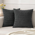 Axyaa Striped Corduroy Pillow Cover 18x18 Inch Soft Luxury Cushion