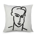 Axyaa Minimalist Matisse Portrait Linen Pillow Case, Sofa Decor, Simple Line Drawing