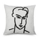 Axyaa Minimalist Matisse Portrait Linen Pillow Case, Sofa Decor, Simple Line Drawing