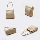 Axyaa Straw Beach Tote: Woven Bucket Bag with Inner Pocket for Travel & Shopping