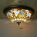 Axyaa Pastoral Glass Ceiling Lamp - European Style Colorful Round Fixture
