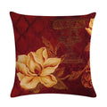 Axyaa Red & White Rose Oil Painting Linen Cushion Cover - Floral Decorative Pillowcase