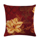 Axyaa Red & White Rose Oil Painting Linen Cushion Cover - Floral Decorative Pillowcase