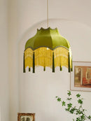 Axyaa Green Cloth Tassels Chandelier Pendant Lights