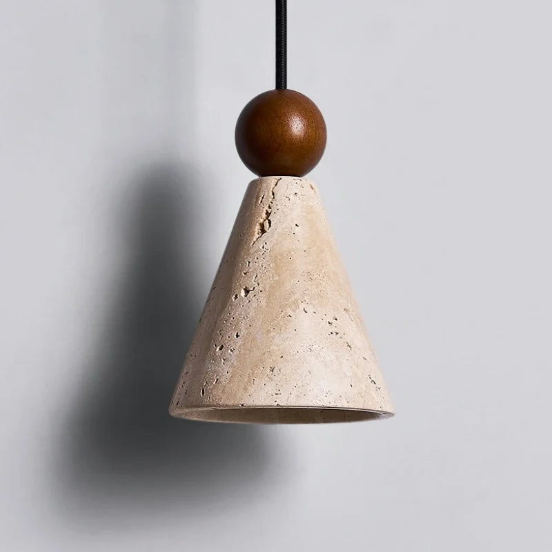 Axyaa Wabi Sabi LED Wall Lamp Wood Yellow Travertine Stone Shade for Home Decor