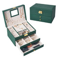 Axyaa 3-Layer Jewelry Organizer Box for Earrings, Rings, Necklaces - Mirror & Exquisite Gift