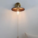 Axyaa Nordic LED Wall Sconce Walnut Wood Copper Pull Chain Switch Lamp