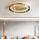 Axyaa Modern Luxury Crystal Ceiling Chandelier - Round LED Light for Home and Restaurant