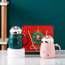Axyaa Santa Claus Ceramic Coffee Mug with Snow Globe Lid - Christmas Gift