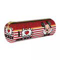 Axyaa Mickey Mouse Minnie Leather Pencil Case for Students - Big Capacity Zipper Pen Holder