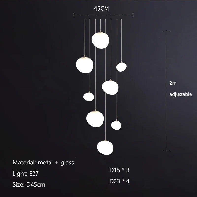 Axyaa Cobblestone Ceiling Chandelier Hanging Light Fixture for Villa Hotel Loft Stair Lighting