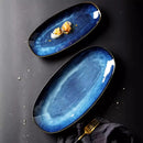 Axyaa Large Ceramic Fish Tray: Oval Sushi & Western Dish for Hotels & Restaurants