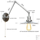 Axyaa Industrial Lens Vintage Loft Wall Lamp with Swing Arms and Pull Chain Switch
