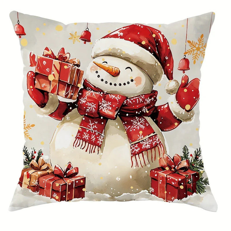 Axyaa Christmas Pillowcase: Santa Claus Snowman Bird Sofa Cushion Cover