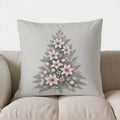 Axyaa Pink Christmas Bells & Pine Branch Pillow Cover for Sofa, Bedroom, Car