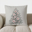 Axyaa Pink Christmas Bells & Pine Branch Pillow Cover for Sofa, Bedroom, Car