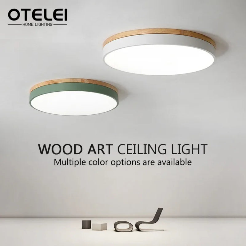 Axyaa Nordic Macaron Wood Ceiling Light for Home Decor and LED Lighting