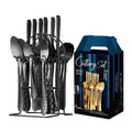 Axyaa 24-Piece Hammer Pattern Cutlery Set with Ceramic Handle