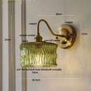 Axyaa Green Glass LED Wall Light with Copper Knob Switch