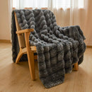 Axyaa Faux Rabbit Fur Blanket: Luxury Double Layer Plush Throw for Sofa Bed