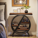 Axyaa 3-Tier Geometric End Table with Storage Shelf, Modern Wood Side Table