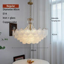 Axyaa Modern Shell Glass Chandelier - Copper Pendant LED Light for Home Decor