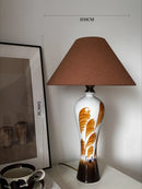 Axyaa Retro Ceramic Table Lamps LED Fabric Lampshade Artistic Style for Home Office