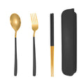 Axyaa 3pc Tableware Set: Fork, Spoon, Chopsticks Dessert Combination