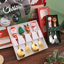 Axyaa Stainless Steel Christmas Fork and Spoon Set - 4 Pcs