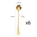 Axyaa Stainless Steel Dessert Spoon Set Swizzle Stir Long Handle Cutlery