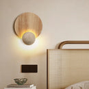 Axyaa LED Pull Chain Wall Light: Yellow Cave Stone Wood Wabi Sabi Design