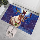 Axyaa Christmas Welcome Mat: Santa Claus Elk Print Non-Slip Floor Decor for Home & Kitchen