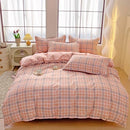 Axyaa Blue & White Grid 4-Piece Bed Sheet Set, Thickened Material