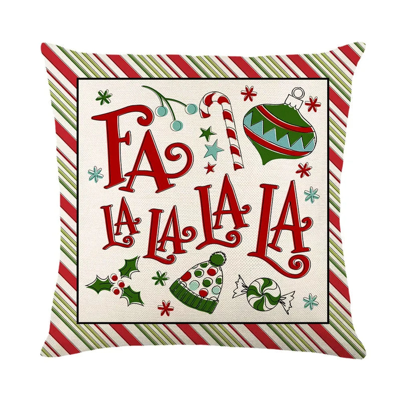 Christmas Decor Pillow Cover 18x18 in Linen Throw - Axyaa Home Decor
